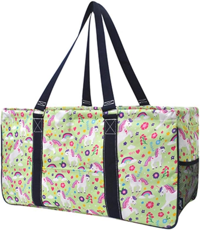 NGIL Extra Large Utility Tote Reusable Grocery Bag Oversized Collapsible for Groceries, Storage, Picnic, Beach (Unicorn-Navy)
