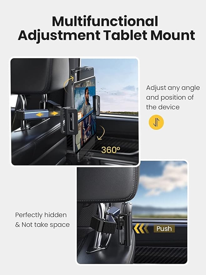 LISEN for iPad Car Holder Back Seat headrest Tablet Holder, Road Trip Essentials Accessories for Women Men Kids Gifts, for Fire HD 2026 iPad Pro 11/13" Air Mini, iPhone, Galaxy Tab, 4.7-12.9" Devices