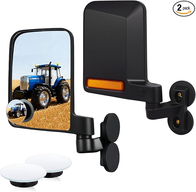 Magnetic Tractor Mirrors 2 PCS, Tractor Side Mirror with Blind Spot Mirror, Compatible with John Deere Kubota B BX Mahindra Tractor Accessories