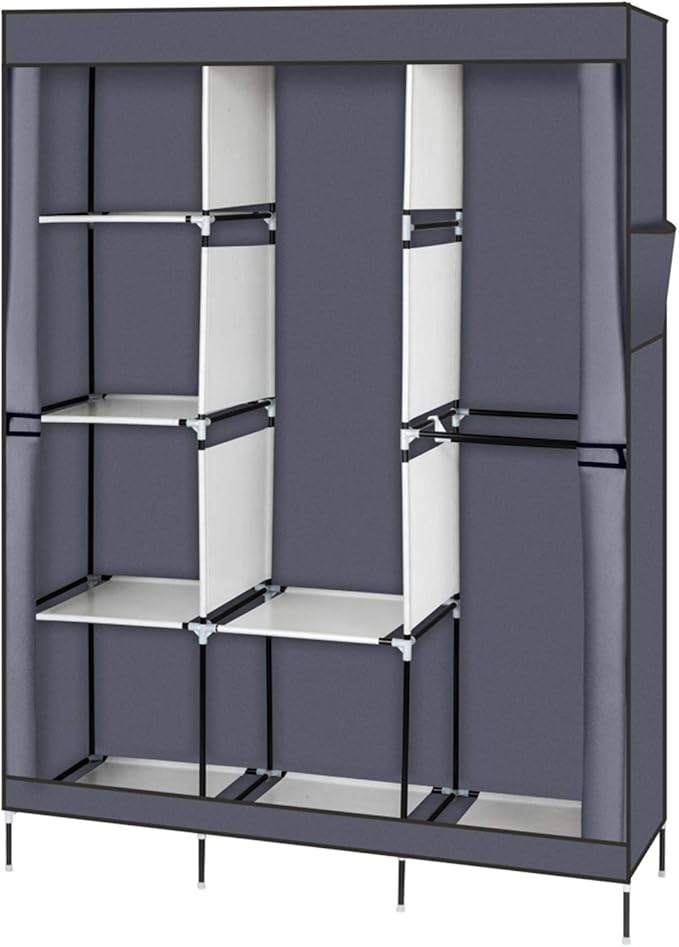 71" Portable Closet Storage Organizer Wardrobe Clothes Rack,Covered Garment Rack,Steel Tube Clothes Storage Organizer,Freesta