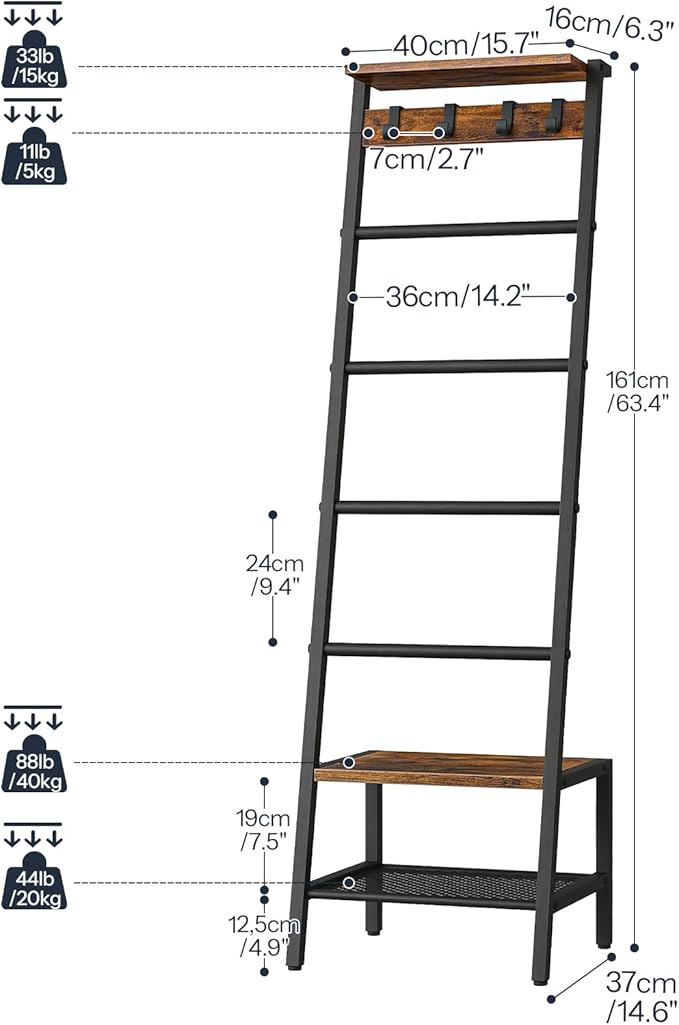 HOOBRO Blanket Ladder, 7-Tier Giraffe Shape Towel Rack for Living Room and Bedroom, 63.4" H Decorative Ladder Shelf with Hook