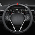 Carbon Fiber Leather car Steering Wheel Cover, Comfortable and Anti-Skid, Universal 15 inch (Black)