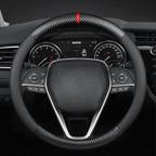 Carbon Fiber Leather car Steering Wheel Cover, Comfortable and Anti-Skid, Universal 15 inch (Black)