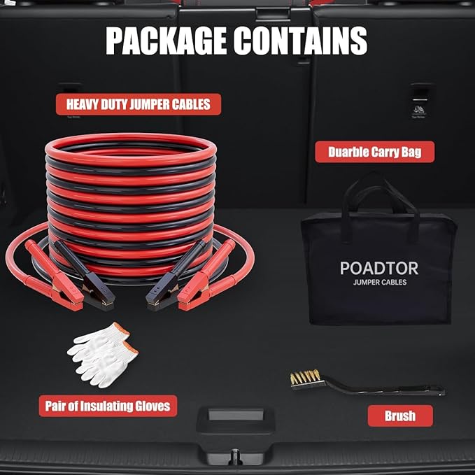 Heavy Duty Jumper Cables 1 Gauge 30FT 900A, Automotive Booster Cables for 12V/24V Car, SUV &Truck Battery with Professional Clamps and Carrying Bag, Suitable for gasoline and diesel engines