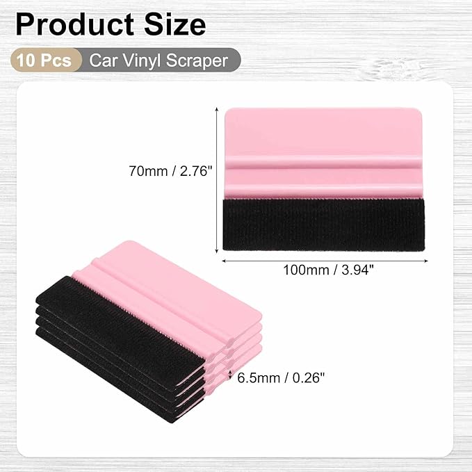 HARFINGTON 10pcs Car Vinyl Scraper 4inch Vinyl Squeegee Felt Edge Squeegee Tool for Car Window Tint Wallpaper Decal Sticker Installation Crafts Car Wrap Paste, Pink