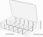 Clear Acrylic Makeup Organizer with Cover - 12 Compartments Cosmetic and Jewelry Organizer for Vanity and Desk Storage