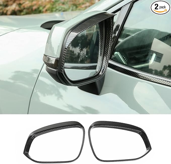 ERIDANUS Auto Accessories Fit for RAV4 2024 2023 2022 2021 2020 2019 Side Rearview Mirror Rain Eyebrow Cover Trim (Carbon Fiber Style) ABS 2 PCS