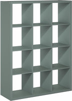 Furinno Cubicle Book Shelf, 12-Cube Bookshelf, Extra Thick Frame Reversible Bookcase with Open Back, 14.6" x 44" x 58", for L