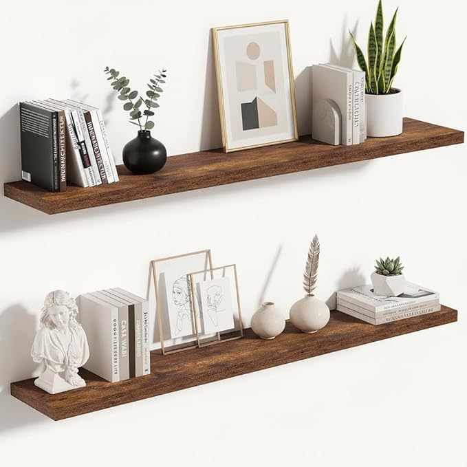 Vivelove 10 Inch Deep Floating Shelves 48 inch Long, 47.2 x 10 Wide Wall Shelves with Invisible Brackets, for Bedroom Bathroo