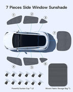 Upgrade Side Window Sunshade for Tesla Model Y (Juniper) 2020-2026 [100% Sun Blockage & Plush Cotton-Linen Fabric] Perfect Camping & Privacy Shade Set for Tesla Model Y Accessories 7Pcs