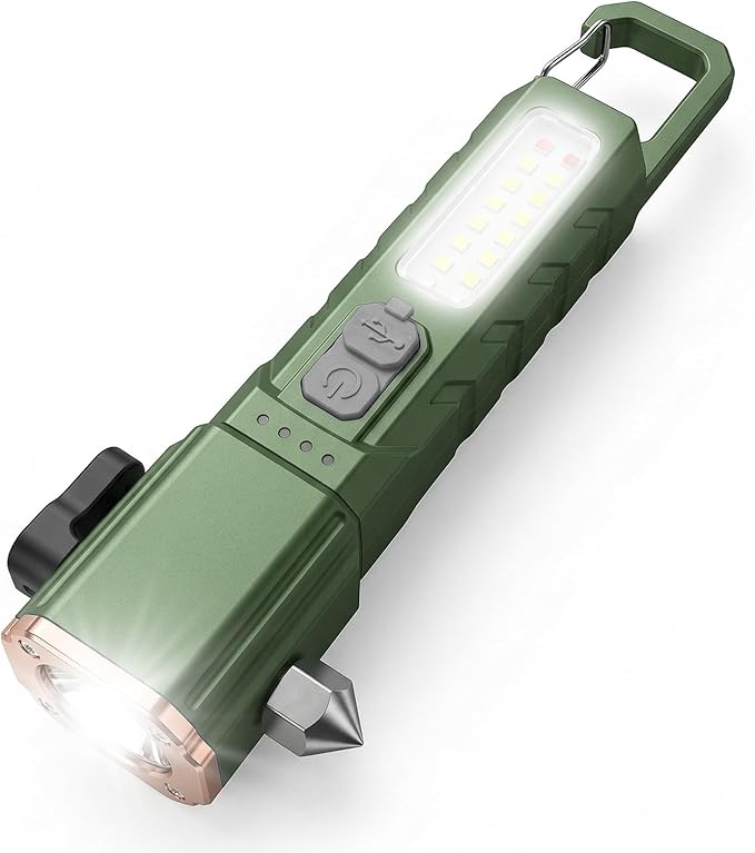 Emergency Car Flashlight with 6 Lighting Modes, Flashlights Emergency Kit Escape Hammer with Seatbelt Cutter & Window Breaker