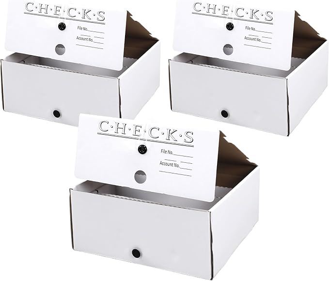 AmazingSpark 3 Pcs Check and Form Storage Boxes 10"x10"x4.5" Storage File Box Divided by Quarter Tax Box Keeping for Tax Fili