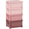 Qaba 4 Tier Kids Storage Unit, Toy Organizers and Storage with 4 Drawer Chest for Kids Bedroom Nursery Kindergarten Living Ro