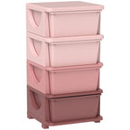 Qaba 4 Tier Kids Storage Unit, Toy Organizers and Storage with 4 Drawer Chest for Kids Bedroom Nursery Kindergarten Living Ro