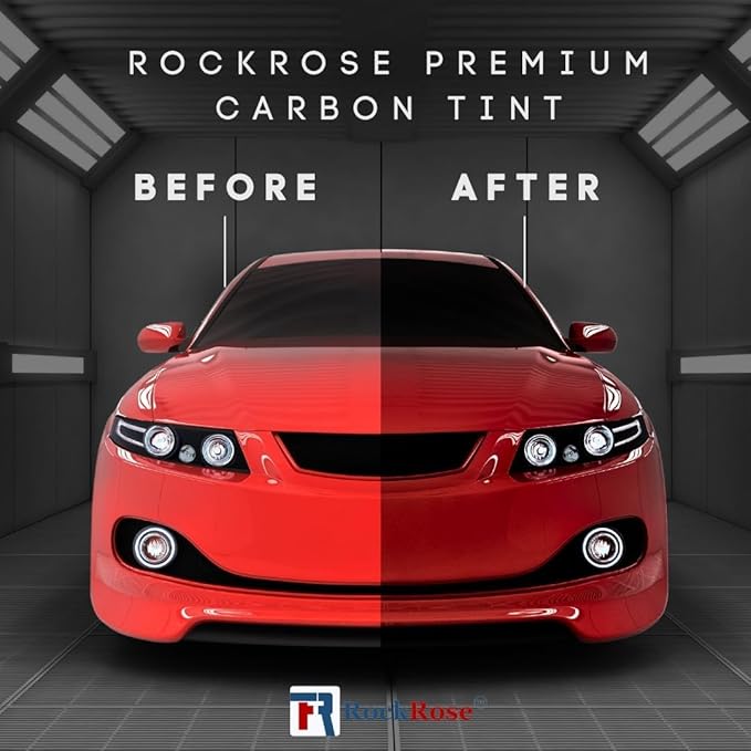 RockRose 5% Premium Carbon Car Window Tint Film 24 in x 20FT 2PLY Charcoal Privacy Film UV, Heat Blocking Tint for Car or Home Adhesive Film Easy Shrink, Plotter Friendly Pro Grade
