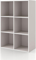 Homes: Inside + Out Apexa 6-Cube Storage Organizer Shelves, Stackable Wood Bookcase Fits Cubby Bins for Organization, Dorm Te