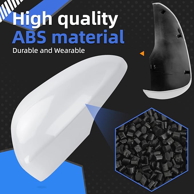 Driver Side Mirror Cover Replacement for Ford Fusion Ford Fusion 2013 2014 2015 2016 2017 2018 2019 2020 2021 2022 - Left Side Mirror Covers, Rear View Mirror Cap Accessories With Lamp, White