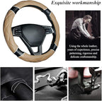 Car Steering Wheel Cover with Durable PU Leather, Universal 18 inch Fit for Car Truck SUV, Breathable Anti Slip Auto Steering Wheel Covers for Men and Women