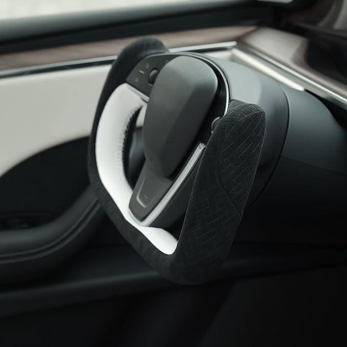 MEWANT Hand Stitched Tesla Model S Yoke Steering Wheel Cover Wrap for Tesla Model S 2021-2023 / Model X 2021-2023 Tesla Yoke Steering Wheel Accessories(3D Style)