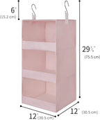 GRANNY SAYS 3-Shelf Hanging Closet Organizer, Collapsible Closet Hanging Shelves, Nursery Hanging Organizer, Pink, 29 ½" H X 