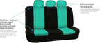 FH Group Car Seat Covers Flat Cloth Automotive Mint Full Set, Rear Solid Bench Universal Fit Combo Steering Wheel Cover & Seat Belt Pads Car Seat Protector for Cars Trucks SUV Interior Accessories