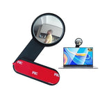 Premium Adjustable Computer Monitor Rear View Mirror，Desk Blindspot Office Cubicle to See Behind You，Stick-on Convex Mirror with Bracket for Personal Safety or Privacy Decor Accessories (Black)