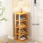 Bamboo Shoe Rack 5Tier- Vertical Shoe Rack for Small Spaces, Tall Narrow Shoe Rack Organizer for Closet Entryway Corner Garag