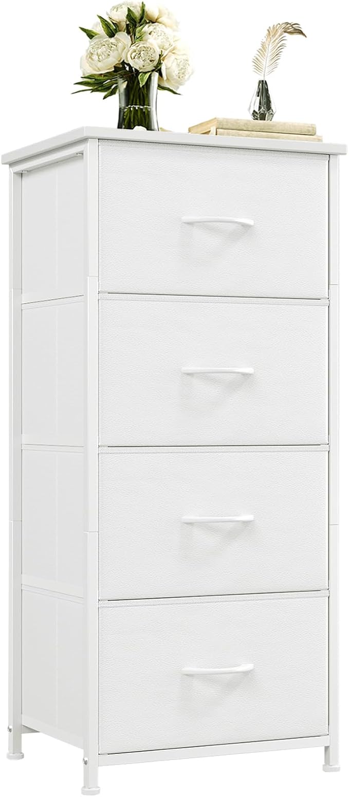 Somdot Dresser for Bedroom with 4 Drawers, Storage Organizer Chest of Drawers with Removable Fabric Bins for Closet Bedside L