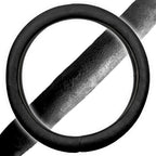 BDK Ergonomic Leather Grip Steering Wheel Cover - Soft Plush Memory Foam Grip for Standard Size Wheels 14.5-15 inch Black