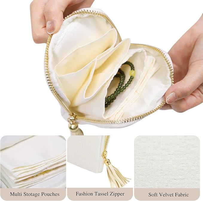 Stratalife Travel Jewelry Case Organizer for Women Portable Jewelry Box with Small Pouches for Gemstones Healing Crystal Brac
