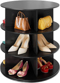 SpaceAid 3 Tier Rotating Shoe Rack Tower, Spinning Shoe Display Lazy Susan, Revolving 360 Shoe Rack Storage Round Carousel, V