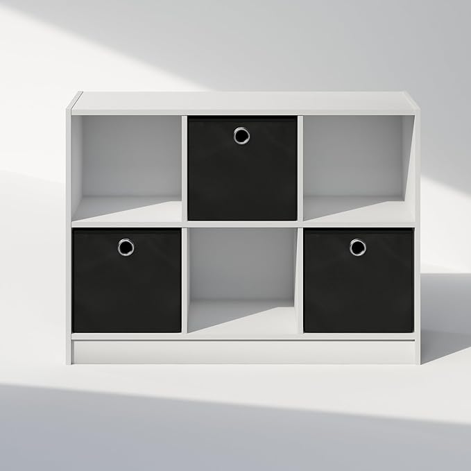 Furinno Cubic Closet Organizers and Storage, 6-Cube Closet Organizer with Bins, Open Shelf Storage, for Wardrobe, Bedroom, Li