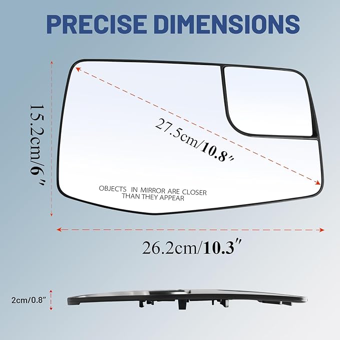 Passenger Right Side Mirror Glass with Blind Spot Mirror - Compatible with Chevy & GMC Vehicles - Silverado 1500 2019-2024, Sierra 1500 2019-2024, with Heated, w/o Auto Dimming, Replace# 84309709