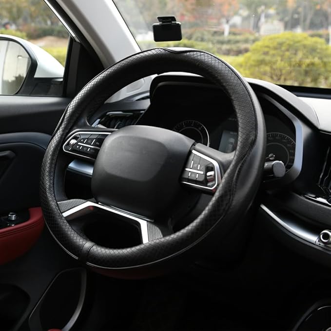 Rueesh Microfiber Leather Steering Wheel Cover Anti-Slip Matte Finish Auto Car Wheel Cover Universal 15 Inch Wheel Cover for 