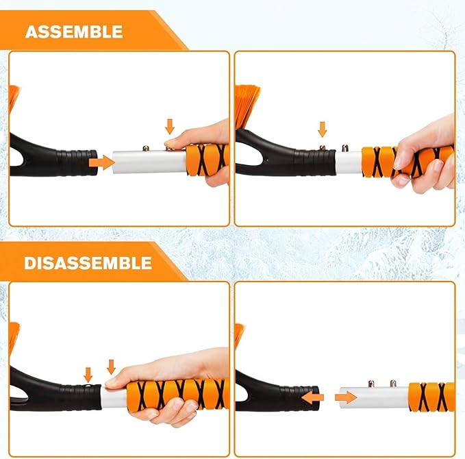 27" Snow Brush and Ice Scraper, 2-in-1 Detachable Car Snow Removal Tool with Ergonomic Grip, for Cars, Trucks, SUVs Windshield Winter Cleaning, Idea