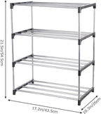 Small Shoe Rack, Narrow Stackable Shoe Shelf Organizer for Entryway, Doorway and Bedroom Closet (4-Tier, Black)
