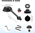 Suction Cup Mount for Carplay Screen with Scrwes, 11.8” Long Arm 360° Adjustable Aluminum Alloy Arm, Strength Windshield Dashboard Mount with 78mm Adhesive Disk for All Car Display Holder