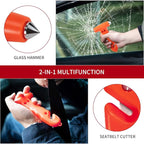 Car Safety Hammer 2-Pack, Auto Emergency Escape Hammer with Window Breaker and Seat Belt Cutter, Striking Red Emergency Escap