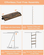 ALLZONE Adjustable Tall Narrow Bookshelf for Bedroom, 4-Tier Ladder Bookcase for Small Spaces, Tension Mount Tall Skinny Book