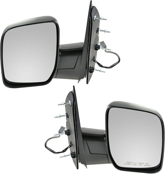 TRQ Driver and Passenger Side Mirror Assembly Set Power Textured Black Foldaway Compatible with 2009 Ford E-150 2009 E-250 20