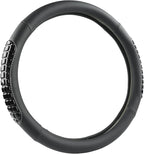 West Llama Nappa Leather Car Steering Wheel Cover Gel Massage,Cool in Summer,Universal 15 inch(Black-Standard Size)