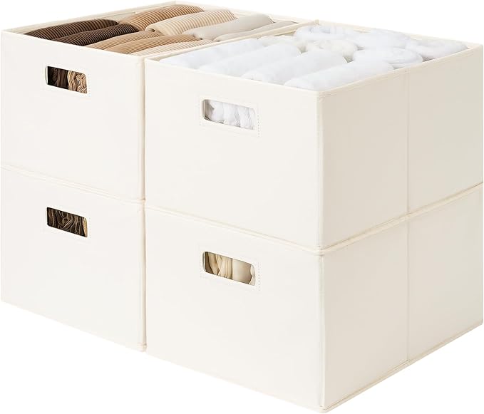 StorageWorks Fabric Storage Bins for Shelves, Closet Organizers and Storage Baskets, Closet Storage Bins with Cutout Handles,