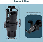 2-in-1 Car Cup Holder Adapter, Multifunctional Front seat Adjustable Cup and Beverage Holder, Compatible with car Circular Cu