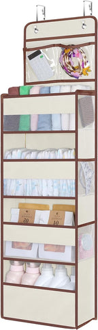 Univivi Over Door Hanging Organizers and Storage Nursery Closet Cabinet Baby Storage with 4 Large Compartments 2 Small PVC Po