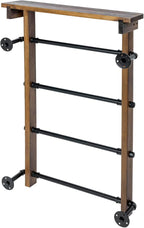 MyGift 4-Tier Wall Mounted Towel Rack Ladder with Top Storage Shelf, Rustic Burnt Solid Wood Hanging Towel Holder with 4 Blac