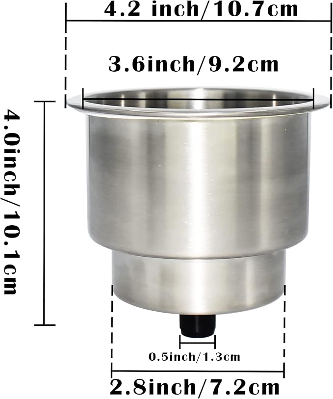 Yuanhe 4pcs Stainless Steel Cup Drink Holder with Drain for Marine Boat RV Camper