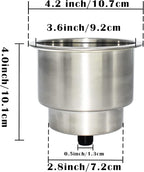 Yuanhe 4pcs Stainless Steel Cup Drink Holder with Drain for Marine Boat RV Camper
