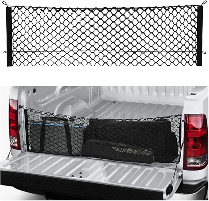49''X16'' Truck Bed Organizer,Elastic Shrink Cargo Net Hold Many Items to Keep The Interior of Tidy,Truck Storage Fit for