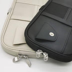 Da by Car Visor Organier Truck SUV Sun Visor Storage Pocket PU Leather Pouch Holder with Multi-Pocket Double Zipper Net Pocket, for Cards Pens Sunglasses Document (Cream Grey)