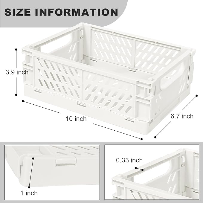 Small Pastel Plastic Storage Bins 2Pcs Foldable Pastel Crates Plastic Basket Colorful Storage Containers Baskets for Classroo